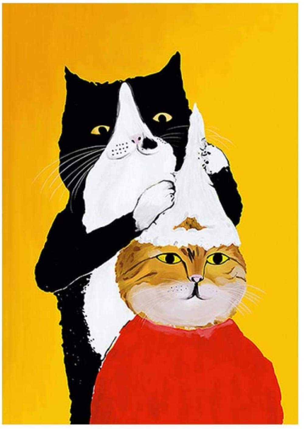 Amazon.co.jp: aksldf 動物猫床屋キャンバス絵画北欧スタイルの子供の